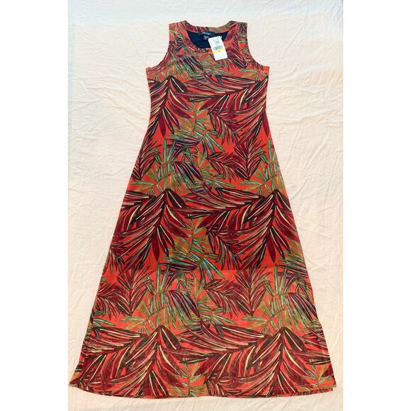 Karen Kane NWT | Radiant Feelings Mango Tango printed mesh midi dress | size M - Picture 1 of 9